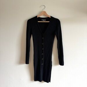 Primark Black Long Sleeve Ribbed Dress